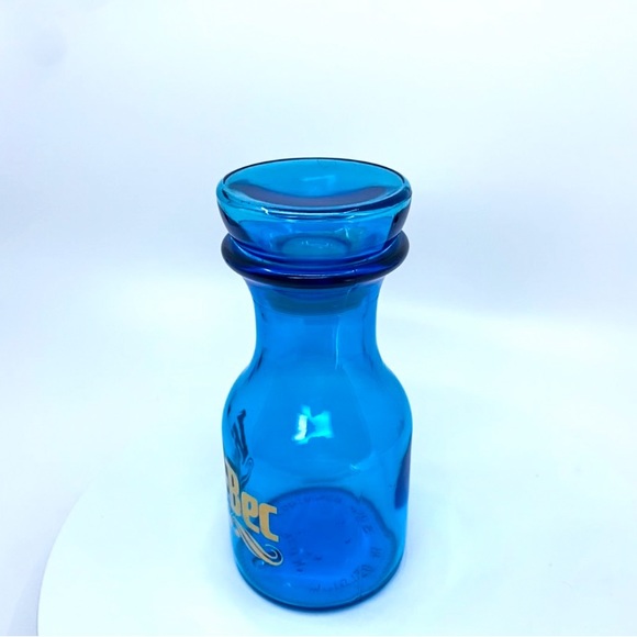 Vintage Belgium Turquoise Vio-Bec Apothecary Jar Gold Lettering 6” Lid - Picture 5 of 12